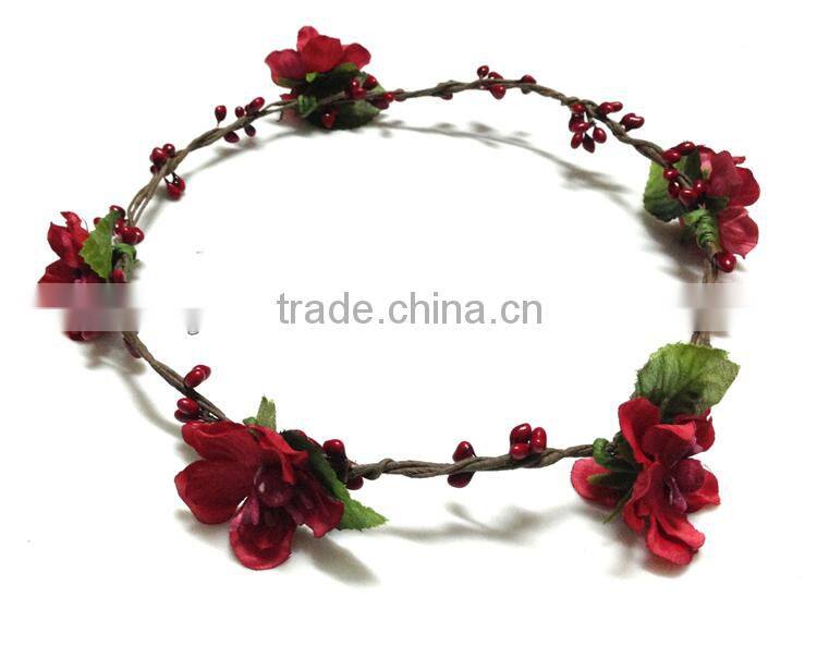 Artificial Red Peony Flower Wreath For Bridal Wedding Head Wreath