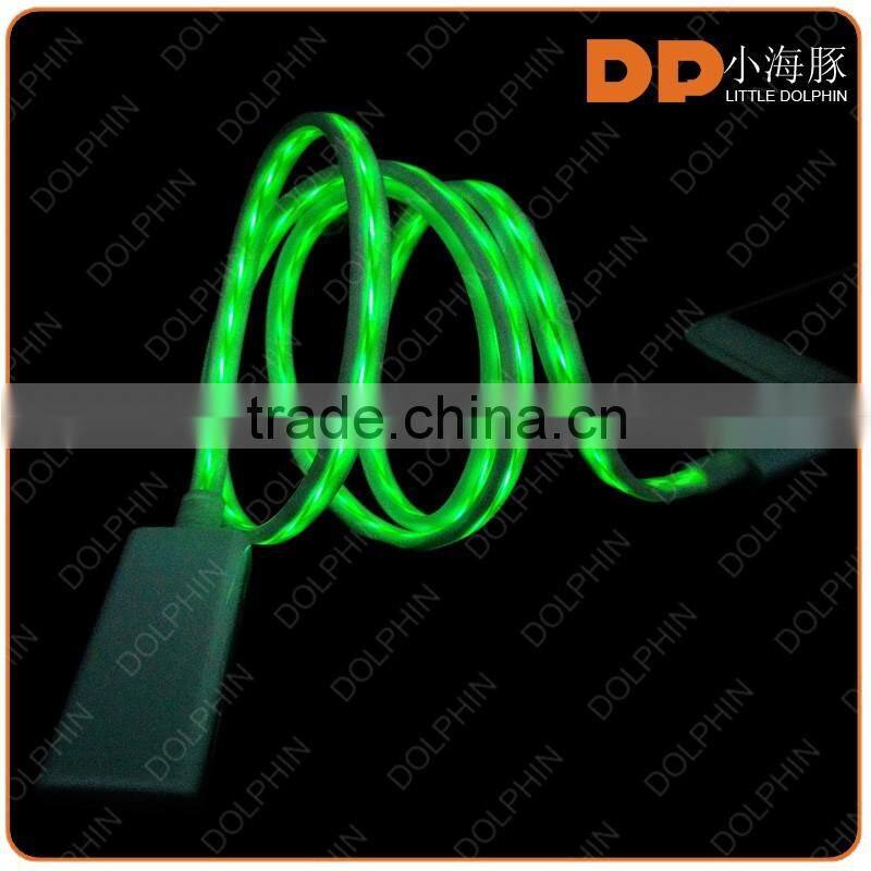 China supplier flowing current EL usb cable flashing LED light charging cable