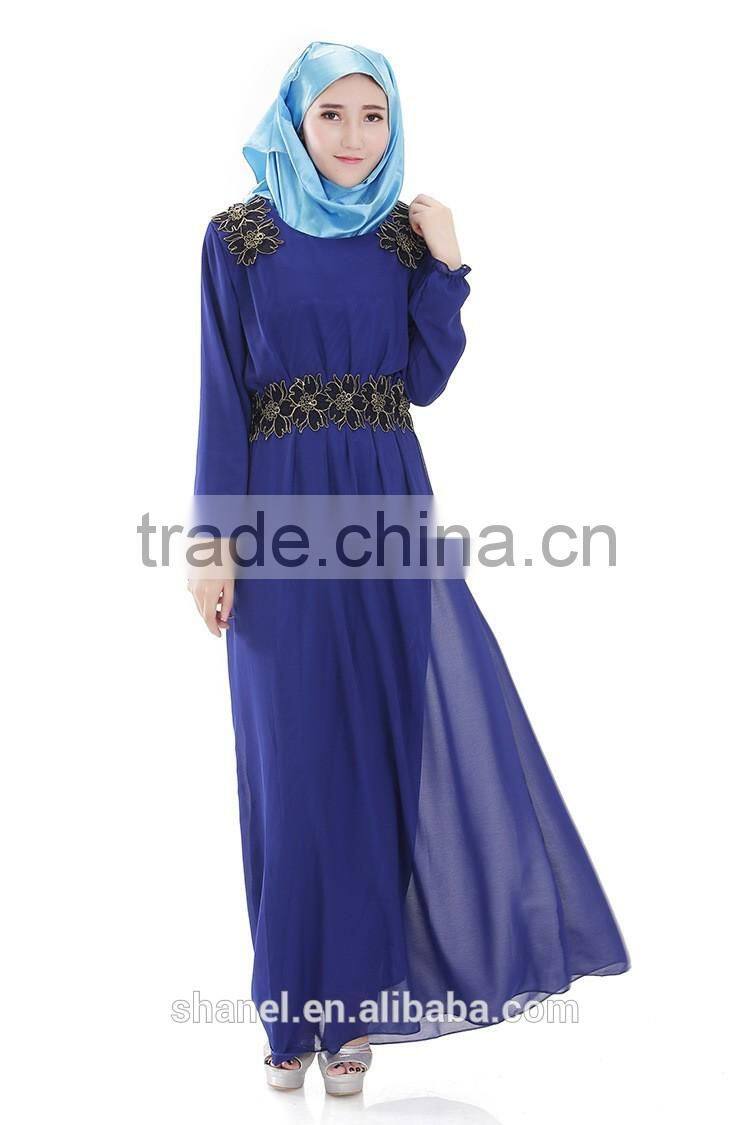 high quality chiffon muslim abaya dress appliqued islamic women clothing