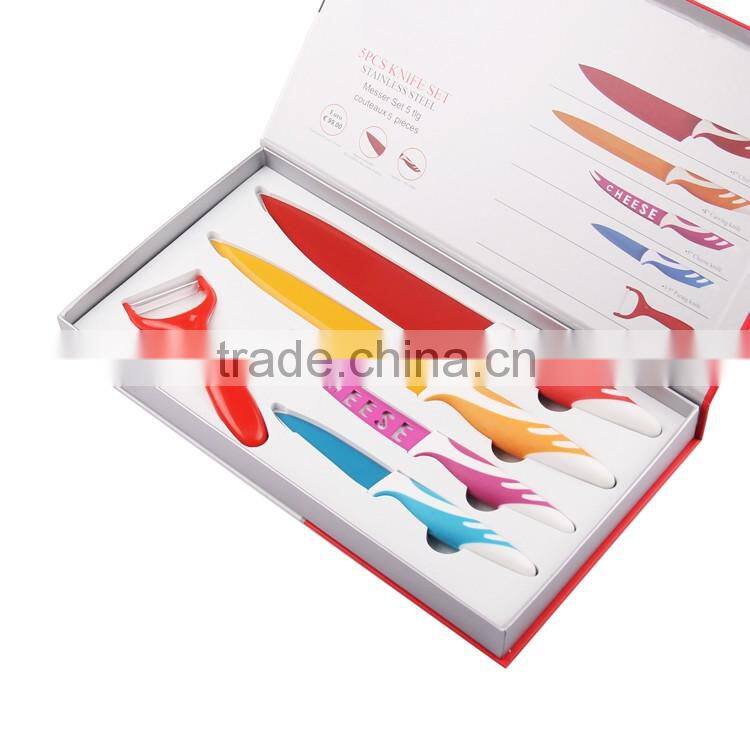 Non-stick Royalty Line Swiss Line pp handle 5pcs Kitchen Knife set