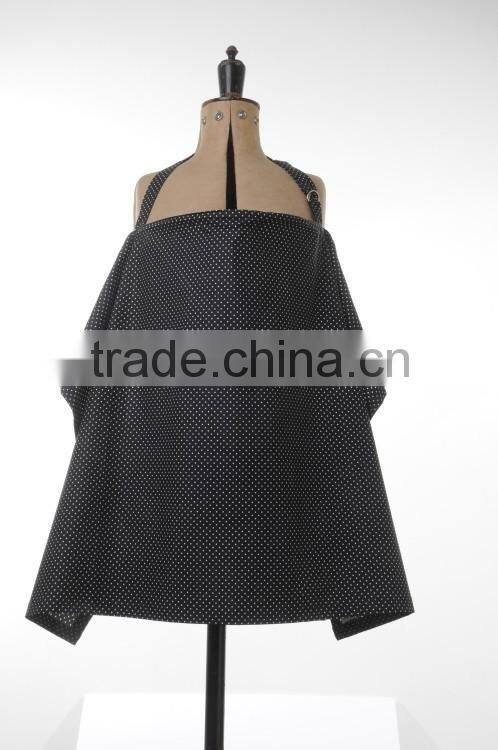 OEM Privacy Nursing Udder Cover For Infant Wrap Large Roomy Breathable 100% Light Cotton dark navy white dot printed apron