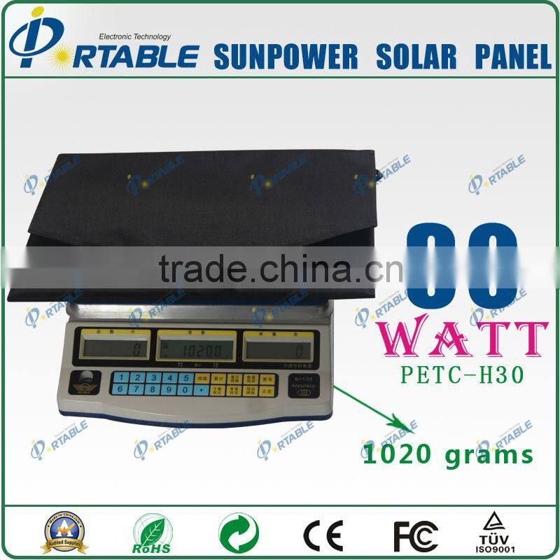 30W Sunpower High Efficient Folding Solar Panel Charger for Phones, Ipads, Battery, Laptop (PETC-H30)
