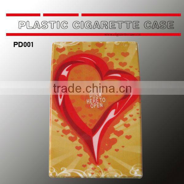 Hot sell new design heart style plastic cigarette case/box/holder for 85mm cigarettes pack