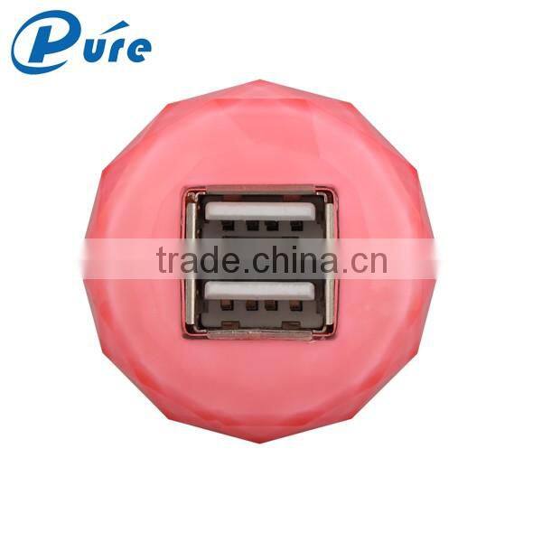 dual usb car charger with patent special design car charger for mobile phone made in China