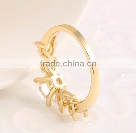 Hot sale 18K real gold plated ring fashion new crystal rings wedding