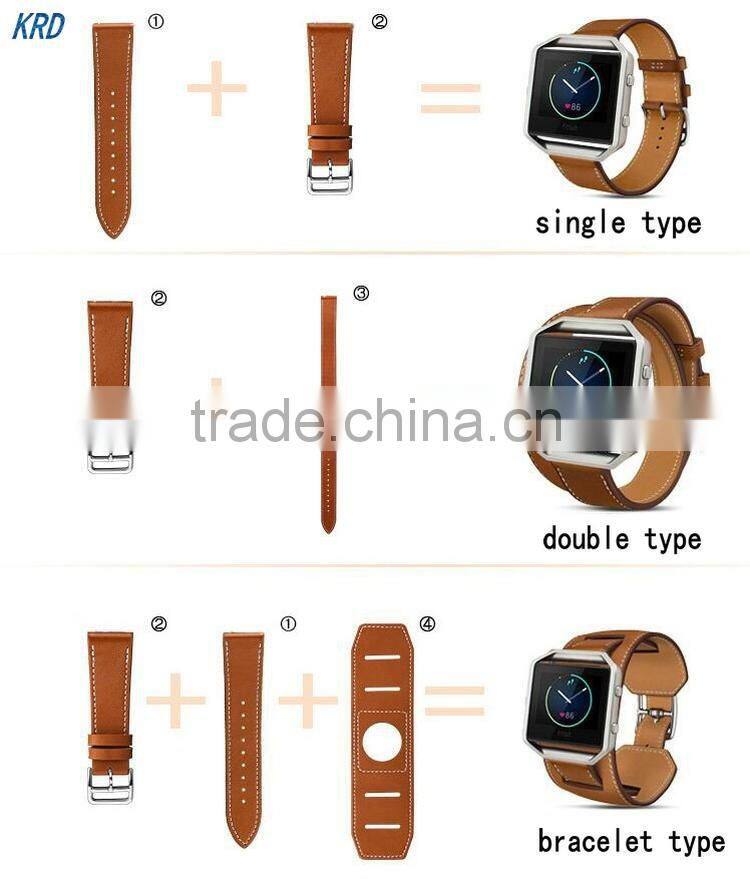 High Quality Cuff Bracelet Watchband Leather Strap For Fitbit Blaze Smart Watch