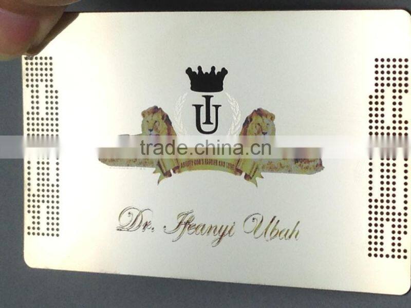 Hot selling silver polished membership card metal business card