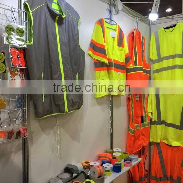 High quality visibility fluorescent polyester workwear reflective safety vest with many pockets