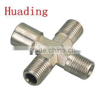 brass four way female fitting ,3/8 " 1/2" 1/4" brass fitting cross type fitting