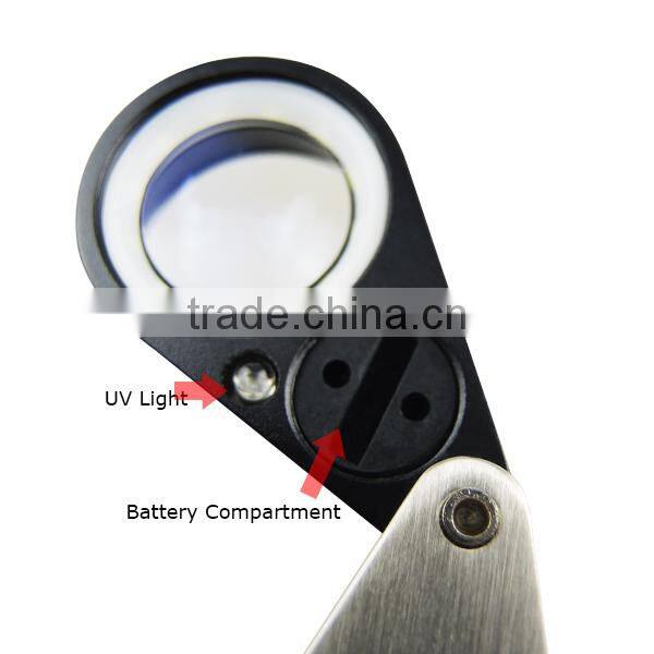 20X Jeweler Loupe Magnifier + LED & UV light 21mm Lens Jewel Identifier Tool