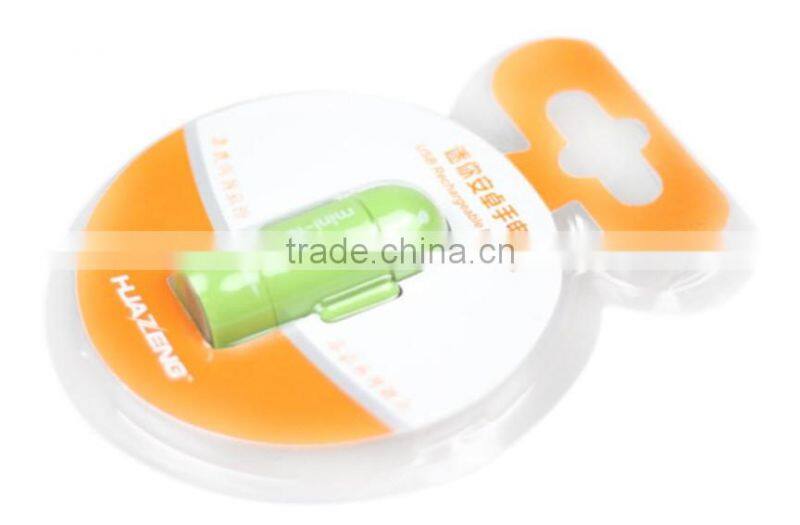 colorful Android robot design mini USB charging LED highlight torch bright light flashlight