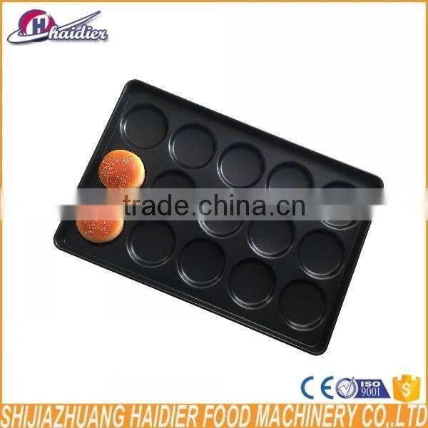 High quality 15 grooves aluminum alloy hamburger teflon coated baking tray round brea baking tray