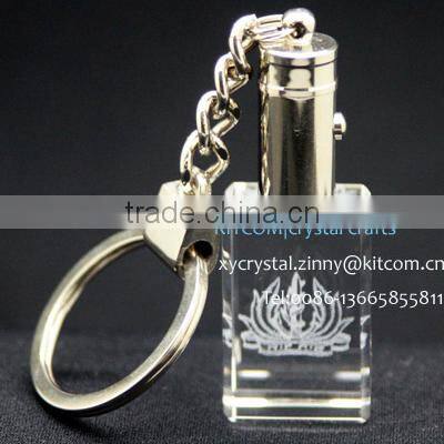 popular 3d laser crystal keychain with light