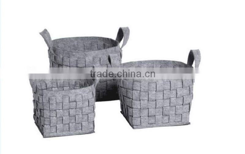 Store More High Quality Gray Weave Felt Storage Basket with Handle