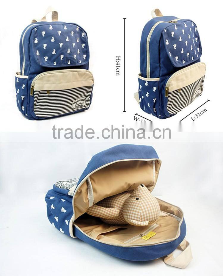 New Style Fashionable Canvas Zip Bohemia Boho Style Backpack School College Laptop Bag for Teens Girls Students, Blue