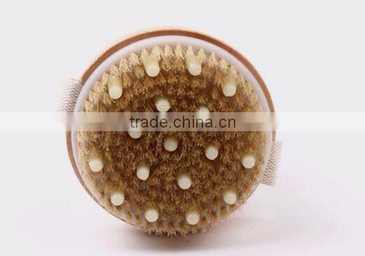 cy301 Extra Long Curved Handle Wooden Back & Bath Brush with Natural Bristle and massage