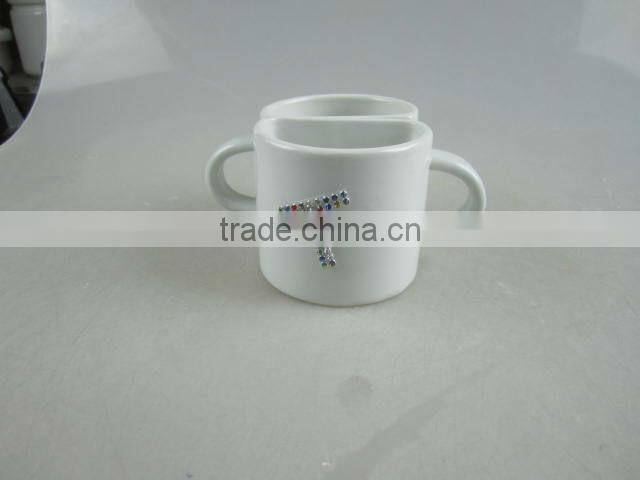 porcelain couple mug set with diamond design