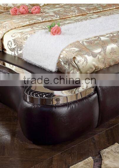 2015 new high-end bedroom furniture french style luxury leather bed YC108