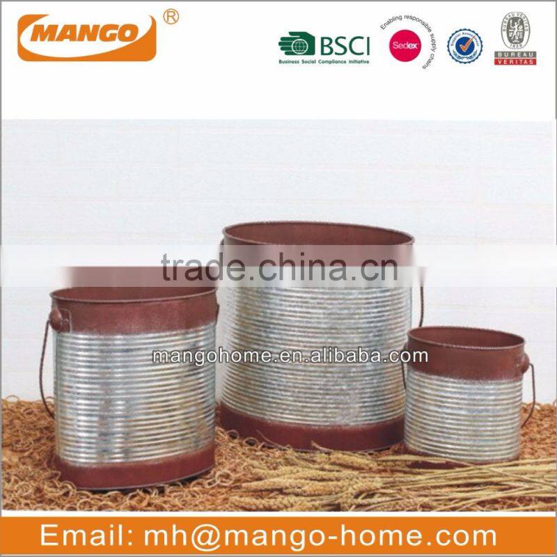 Large black galvanized metal beer bucket