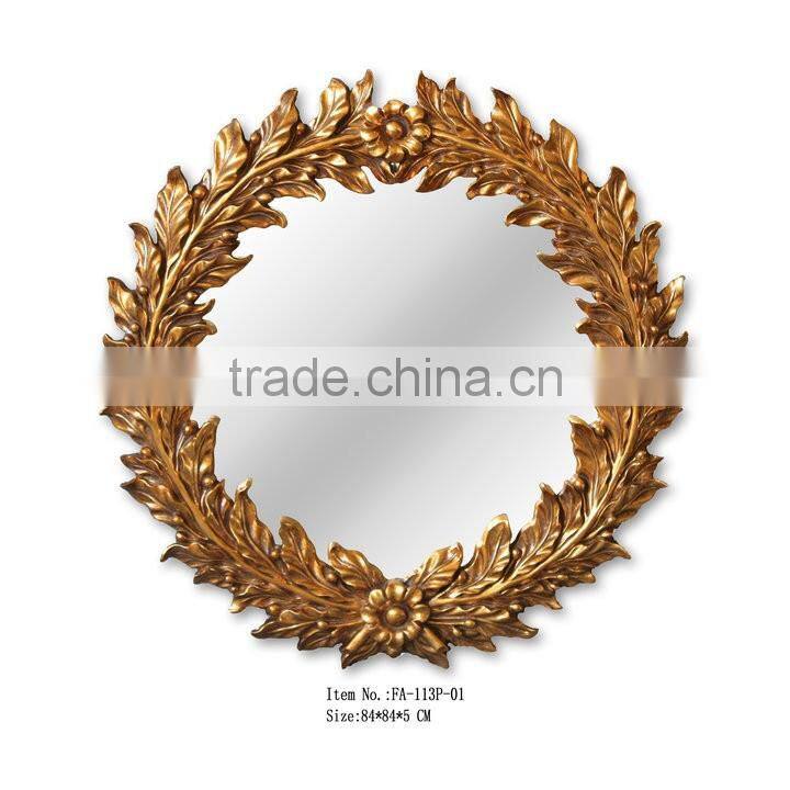 Decorative round polyresin framed mirror FA-056P-01
