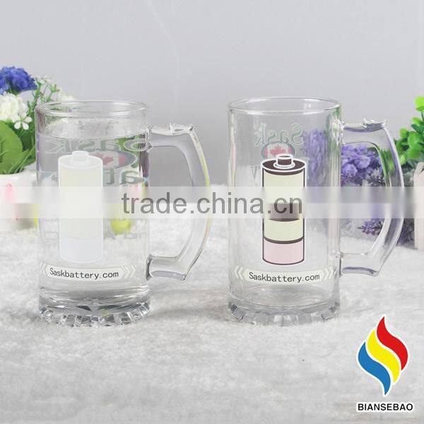 clear glass beer mugs wholesale with color changing