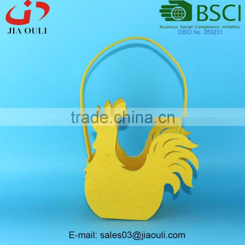 BSCI Audit factory beautiful easter decorations non-woven fabric rooster basket, decoration colorful baskets