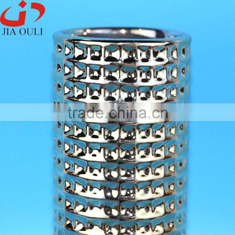 Quality plating golden ceramic vases for home decor, tall gold vases