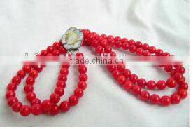 wholesale 2 rows 17-18" 7-8mm original coral beads necklace