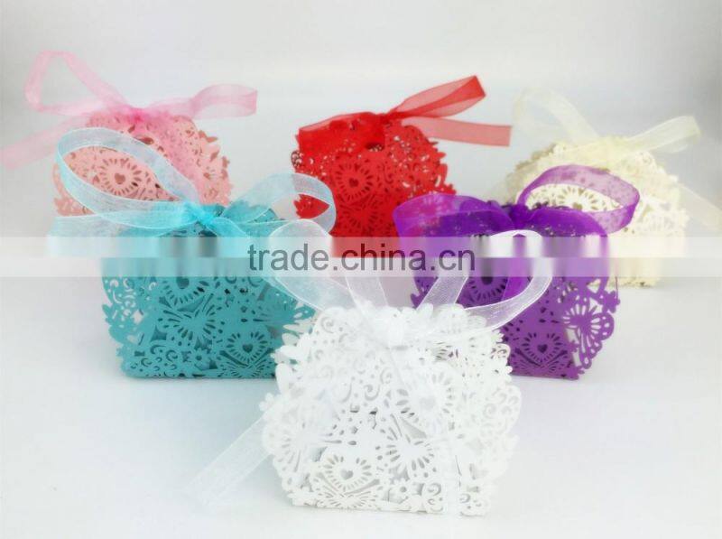 Customized foldable wedding invitation candy box romantic paper wedding box