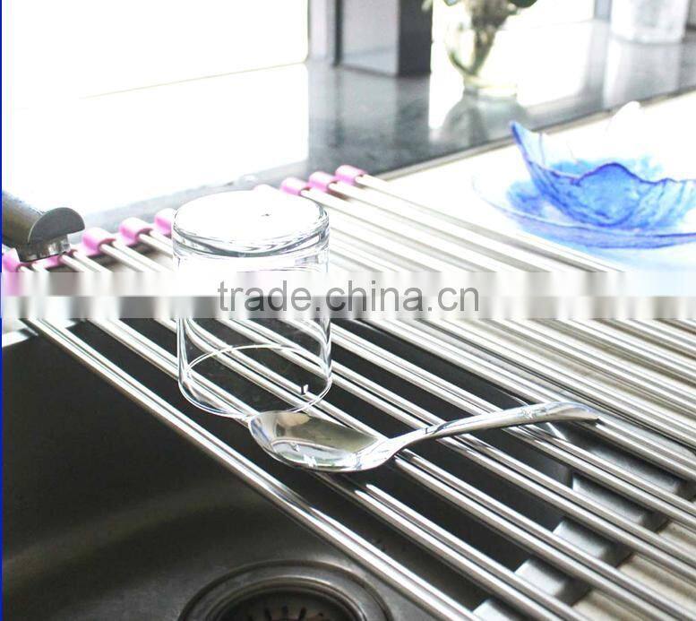 Sturdy orange dish drying rack 52cm
