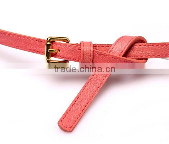 Fashion rivets decorated pin buckle sex girl thin pink PU waist belt