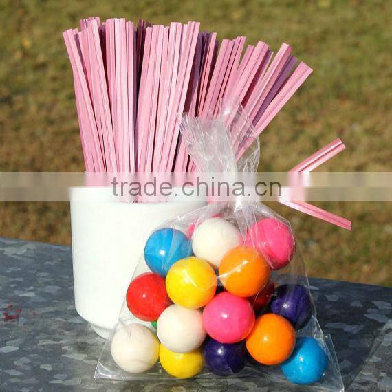Bakery pink metallic bread bag twist ties, Favor bag ties, Lollipop Twist Ties