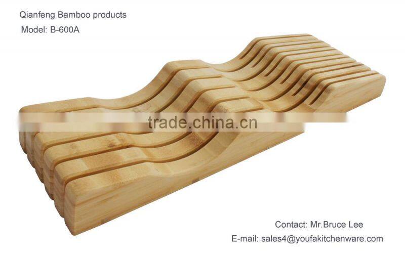 Bamboo In-drawer Knife Storage Tray