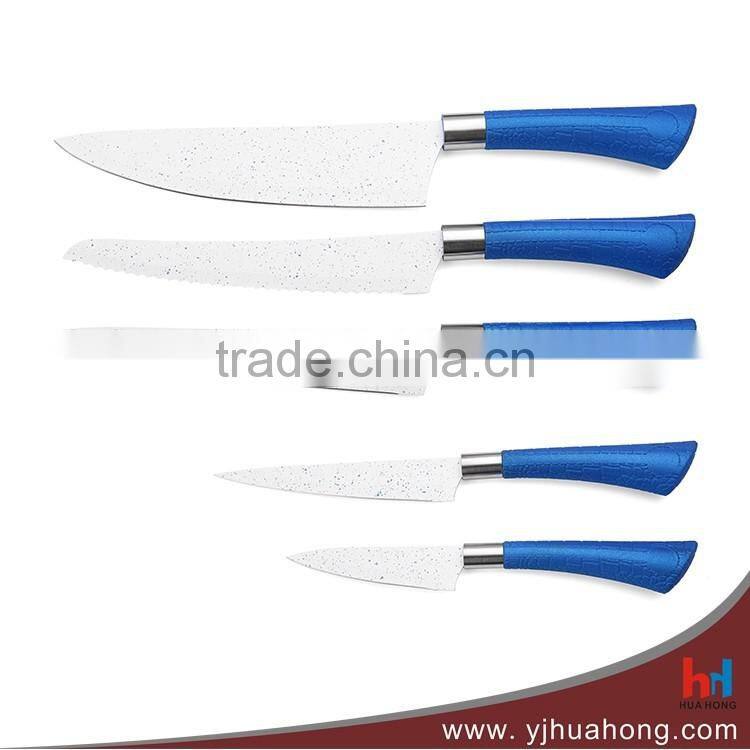 Good Quality 5pcs Non Stick Coating Printing Kitchen Knife Set