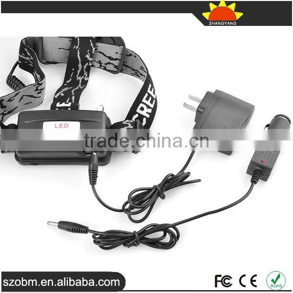 XML T6 led headlamp with 18650 battery,charger and car charger