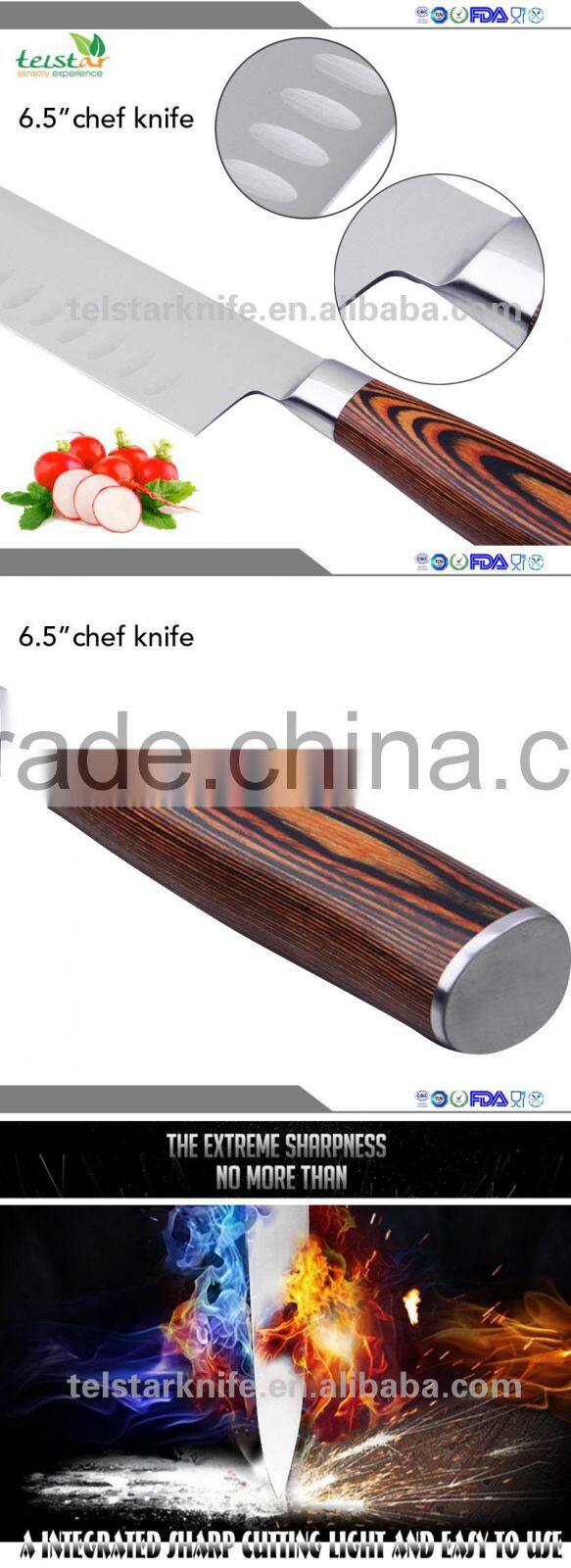 6.5 -inch colour wood handle vegetables santoku knife