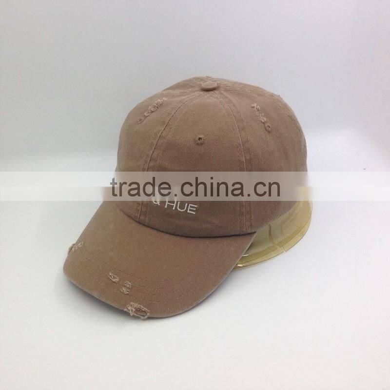 6 Panel Washed Distressed Dad Cap With Custom Logo