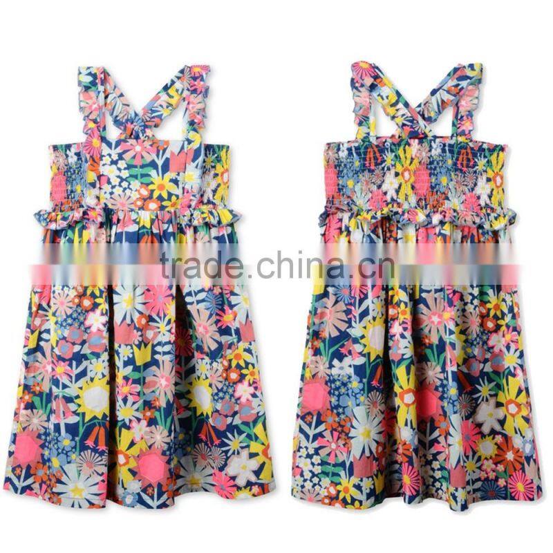 Printed Metallic Flowers Girl Tulle Party Dress Kids Frocks Neck Designs Childern Frock Model HSd5178
