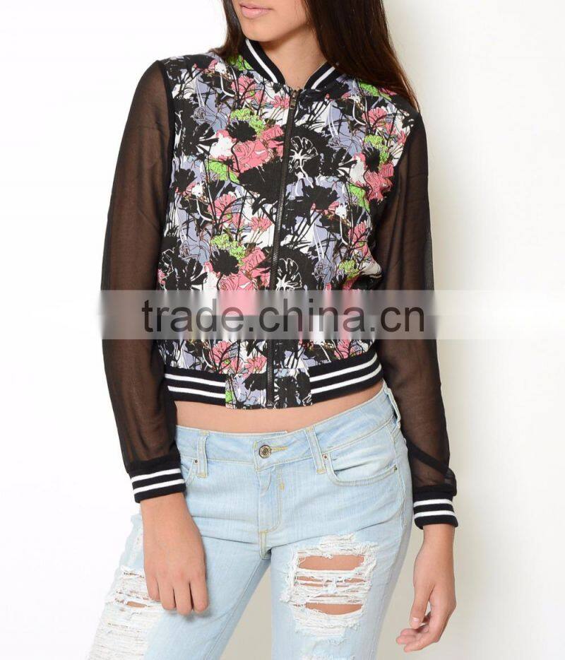 2016 flower digital printing sexy women short summer jacket