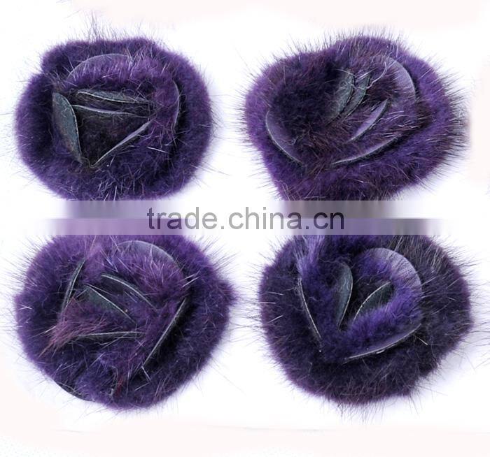 CX-A-25D Chengxing Wholesale Genuine Mink Flower Fur Brooch