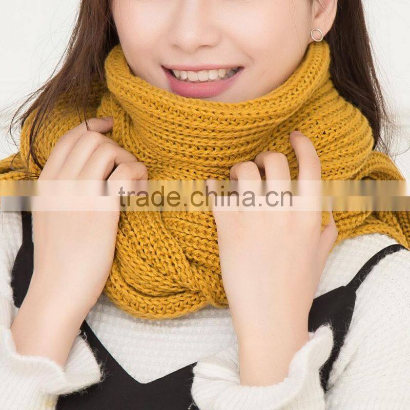 autumn winter ladies or women or girls fashion pure color new yellow scarf knitted majored maker
