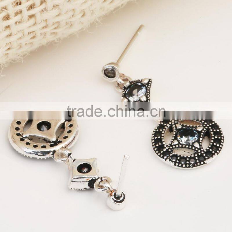 black gold color black zircon circle women jewelry party drop earring