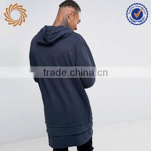 High Quality 280 Gsm Long Line With Hood Custom Men Hoodies 50% Cotton