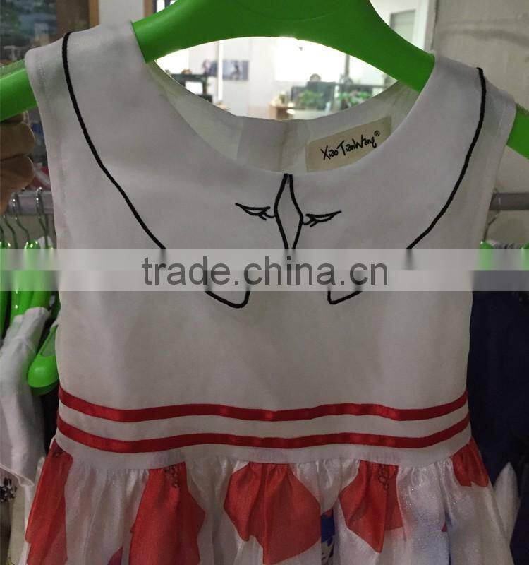 Kids 2017 baby girls vintage style popular design with printing and special collar designs