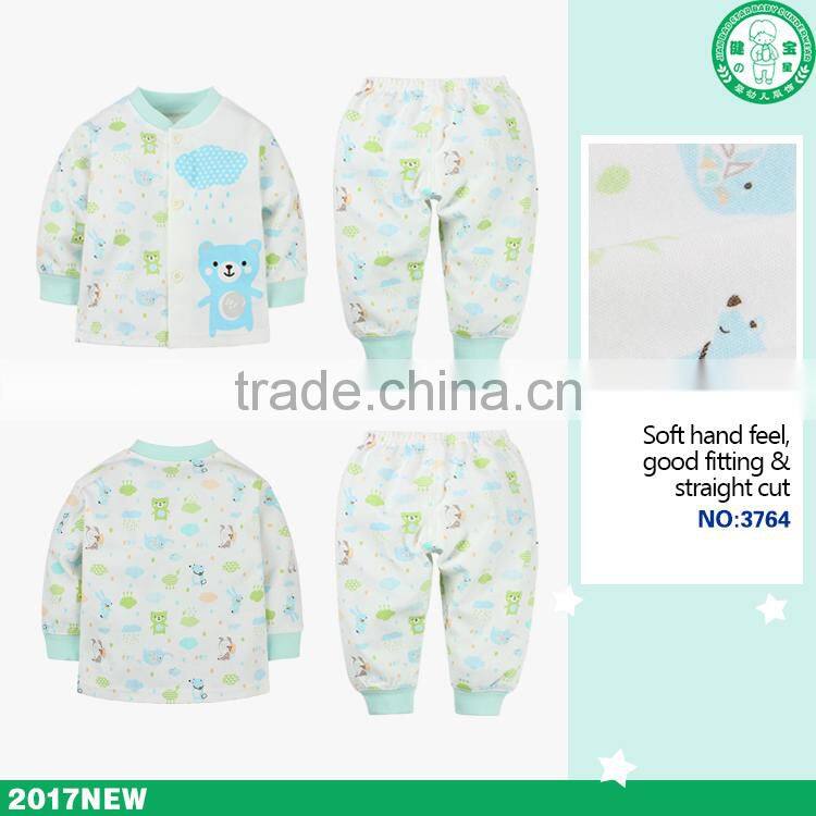 100% soft touch cotton cute printing children apparel kids wear set