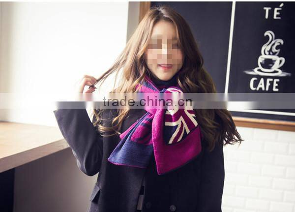 Autumn and winter latest design British flag design knit with pocket couple knit scarf
