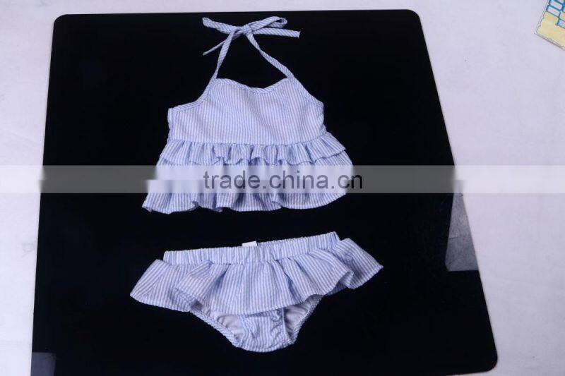 Girls One Piece Ruffle Toddler kid Seersucker Swimsuit