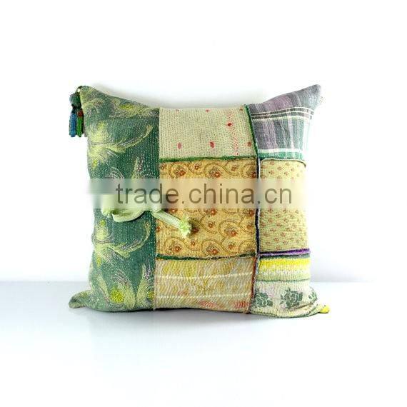 large kantha cushion, kantha quilt pillow, kantha cushion cover, ooak