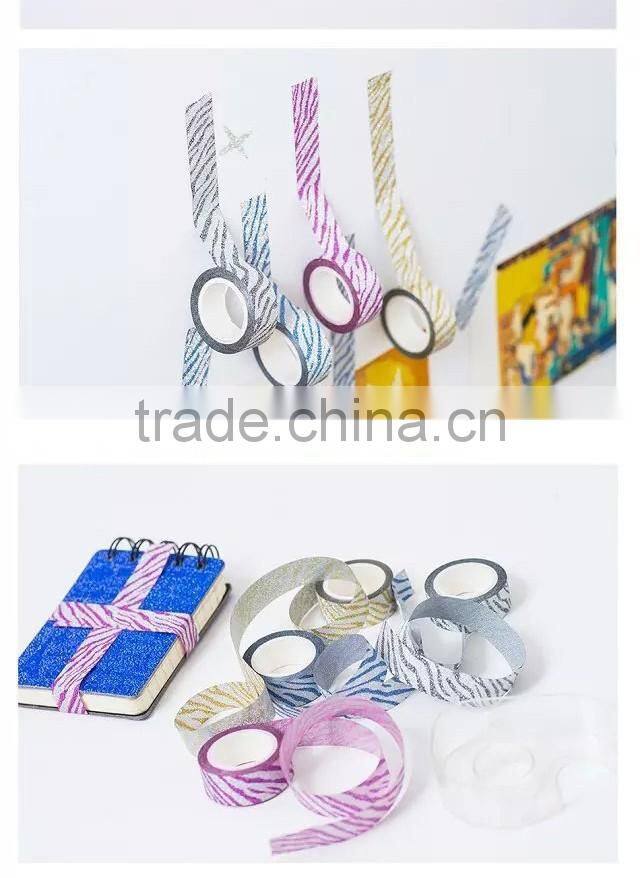 15mm*5m glitter tape zebra pattern design customized planner accessories adhesive paper tape
