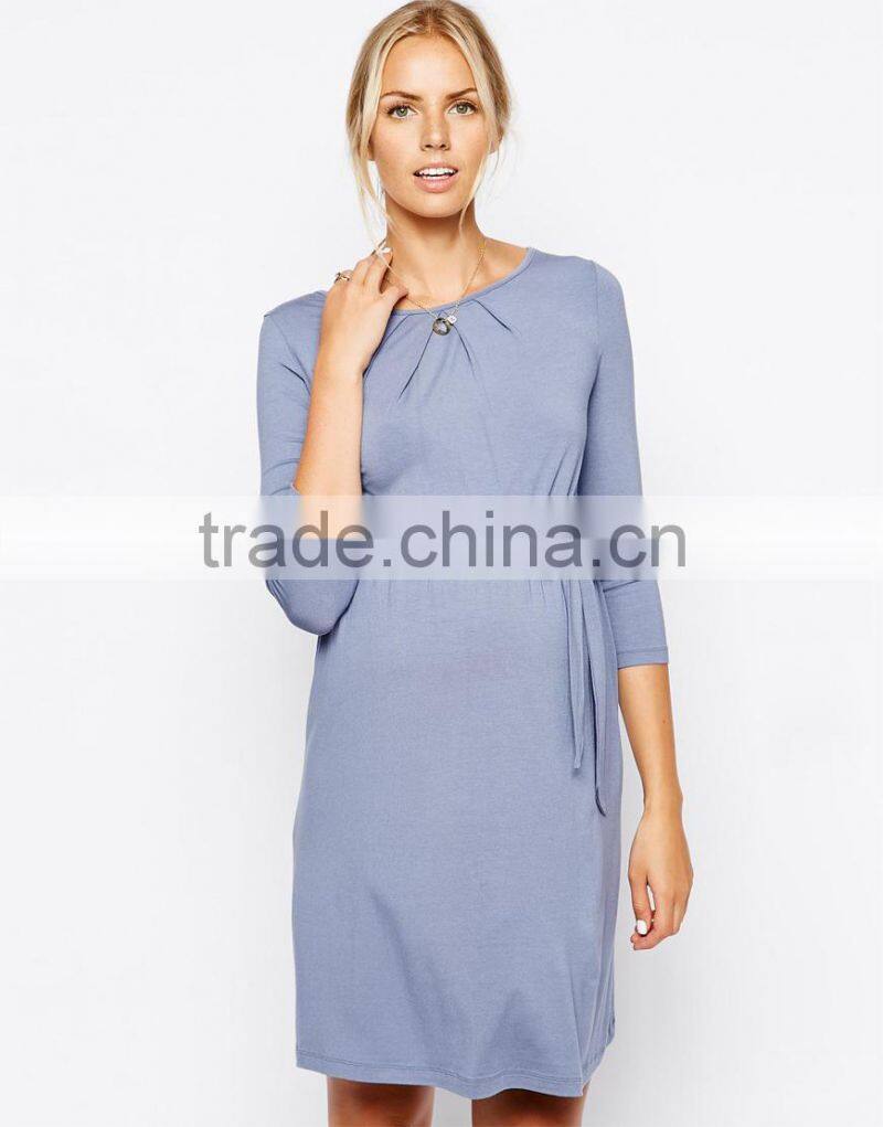 Maternity Exclusive Kate Dress With Belt And Scoop Neck With 3/4 Sleeve